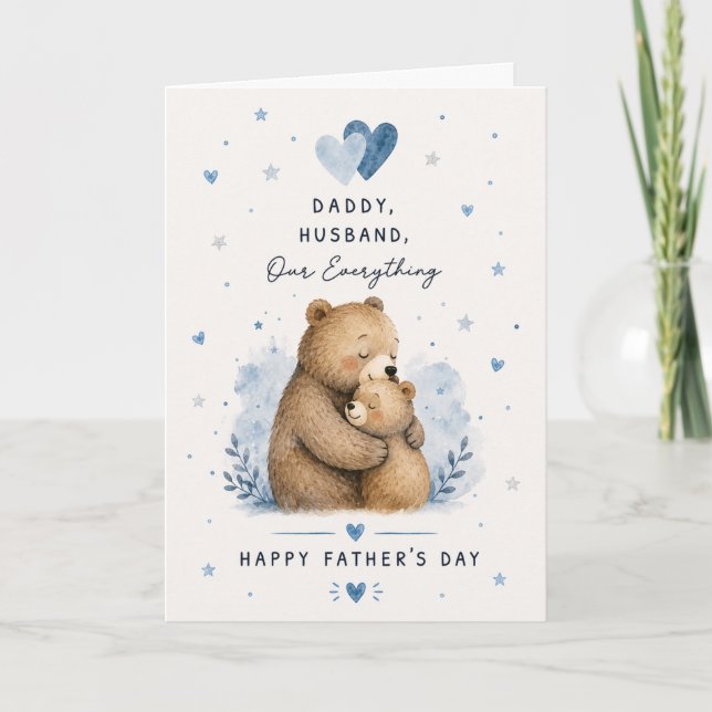 Our Everything Watercolor Bear Father's Day Card (Front)
