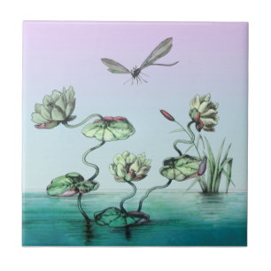 Our Exclusive! OAK Waterlilies Dragonfly HP Tile