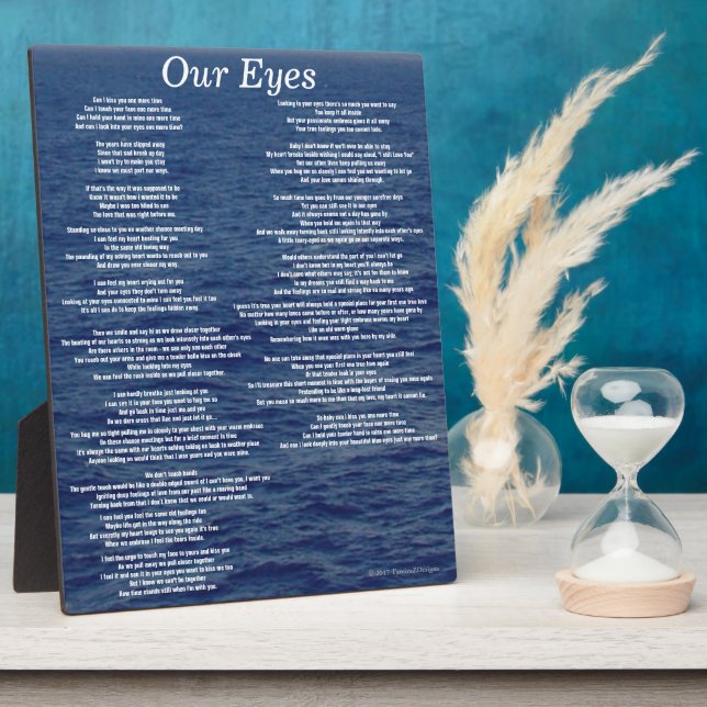 Our Eyes Love Poem Ocean Waves Plaque (Side)