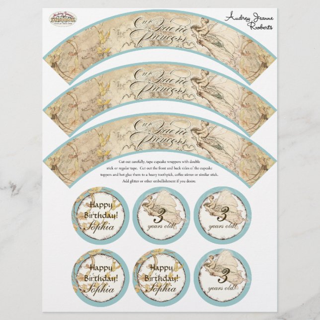 Our Faerie Princess, Girl Birthday Cupcake Wrapper (Front)