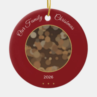 Our Family Christmas 2026 Red Photo Ornament