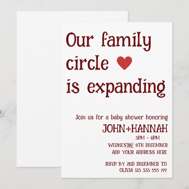 Our family circle is expanding Co-ed Baby Shower Invitation (Front/Back)