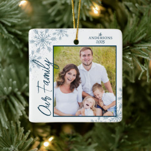Our Family Handwriting Photo Christmas Ceramic Ornament