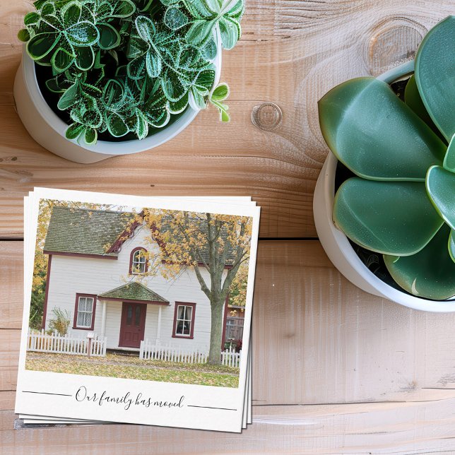 Our Family Has Moved Custom House Photograph Enclosure Card (Creator Uploaded)