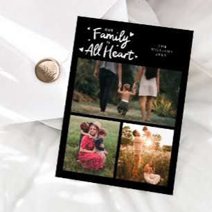 Our Family Is All Heart Black Valentines Day Photo Holiday Card
