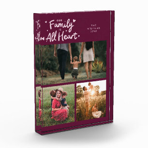 Our Family Is All Heart Cranberry Photo Block