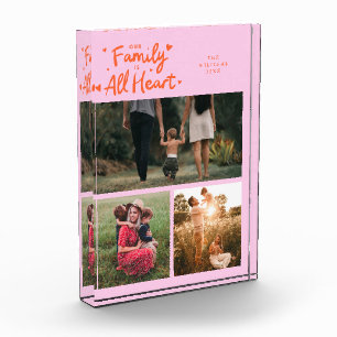 Our Family Is All Heart Orange Pink Photo Block