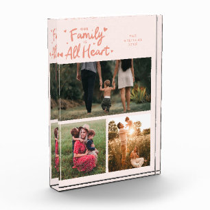 Our Family Is All Heart Peach Photo Block