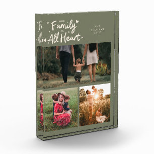 Our Family Is All Heart Sage Green Photo Block