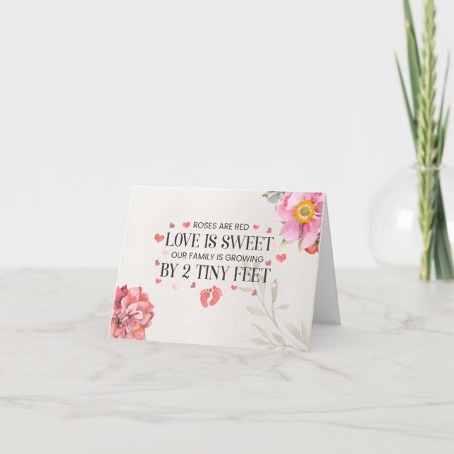 Our Family is Growing by 2 Tiny Feet Ultrasounds Card (Front)