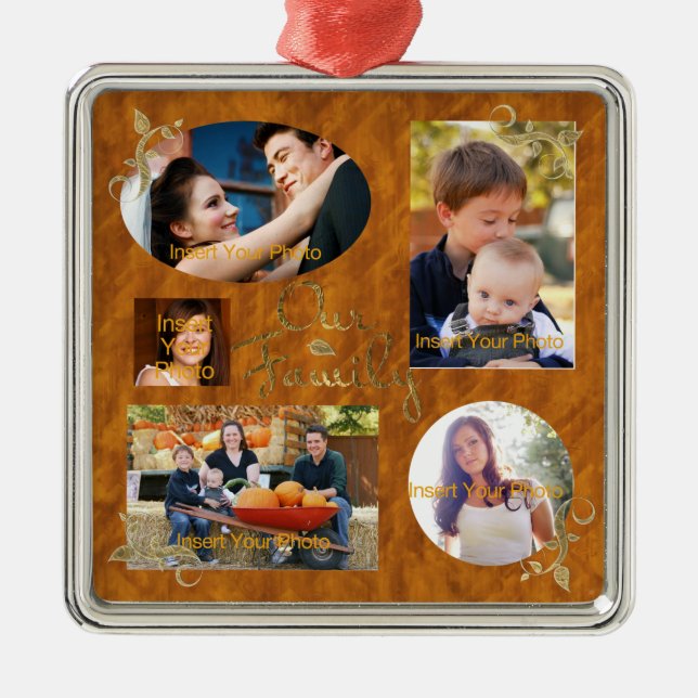 Our Family Photo Album Collage Metal Tree Decoration (Front)