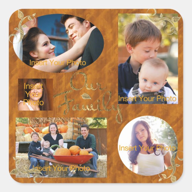 Our Family Photo Album Collage Square Sticker (Front)