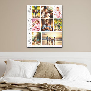 Our Family Photo Collage Cute Doodle Hearts Canvas Print