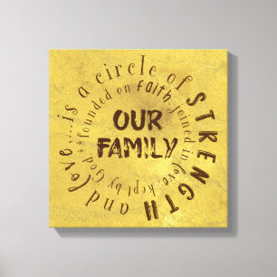 Our Family Quote: Circle of Strength and Love Canvas Print