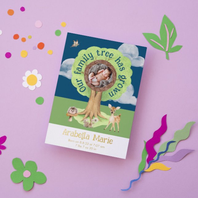 Our Family Tree Has Grown Foil Birth Announcement (Creator Uploaded)