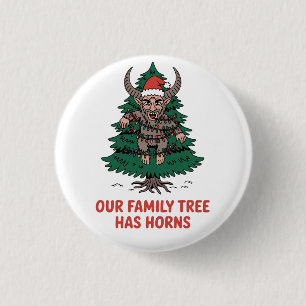 Our Family Tree Has Horns Funny Krampus Spooky 3 Cm Round Badge