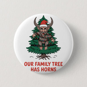 Our Family Tree Has Horns Funny Krampus Spooky 6 Cm Round Badge