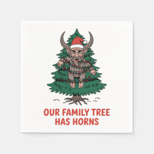 Our Family Tree Has Horns Funny Krampus Spooky  Napkin