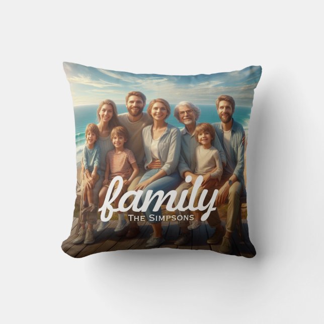 Our Family Unique Memory Photo Moments Keepsake On Cushion (Front)