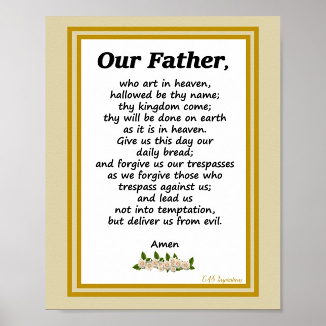 Our Father Prayer Matthew 6:9-13 Poster (Front)