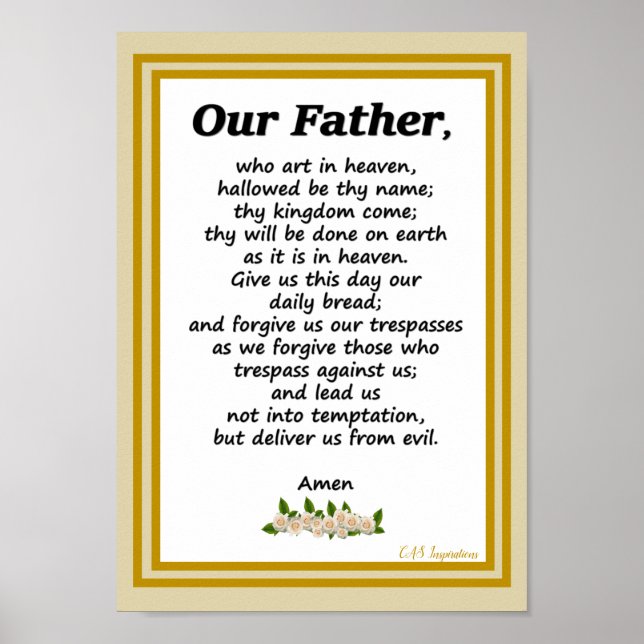 Our Father Prayer Matthew 6:9-13 Poster (Front)