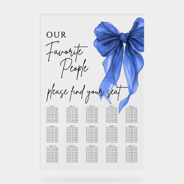 Our Favorite People Bow Wedding Seating Chart (Front)