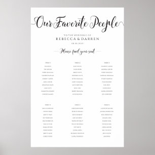 Our favorite People Wedding Seating Chart 6 Tables