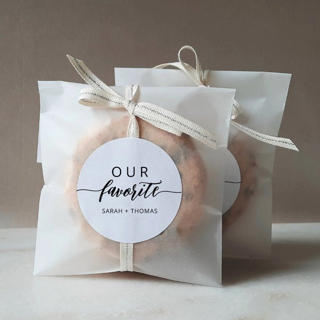 Our Favourite Modern Сalligraphic Favour Gift  Classic Round Sticker (Creator Uploaded)
