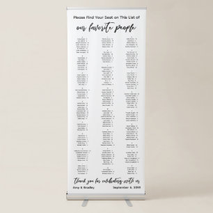 Our Favourite People 170 Guests Seating Chart Retractable Banner