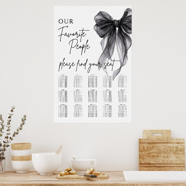 Our Favourite People Bow Wedding Seating Chart (Kitchen)