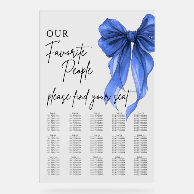 Our Favourite People Bow Wedding Seating Chart (Front)
