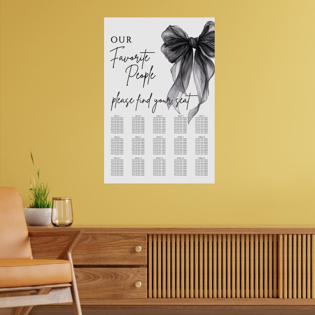 Our Favourite People Bow Wedding Seating Chart (Living Room 2)