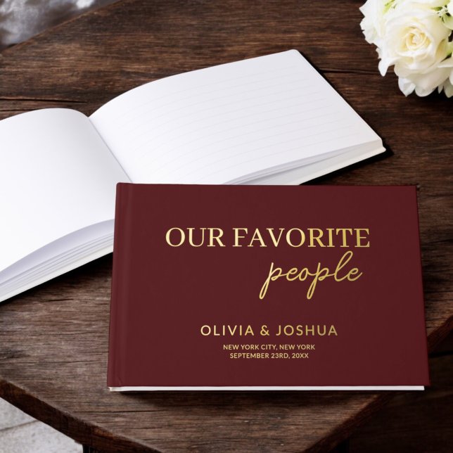 Our Favourite People Burgundy Gold Wedding Guest Book (Creator Uploaded)