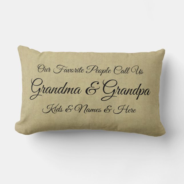 Our Favourite People Call Us Grandma Grandpa Lumbar Cushion (Front)