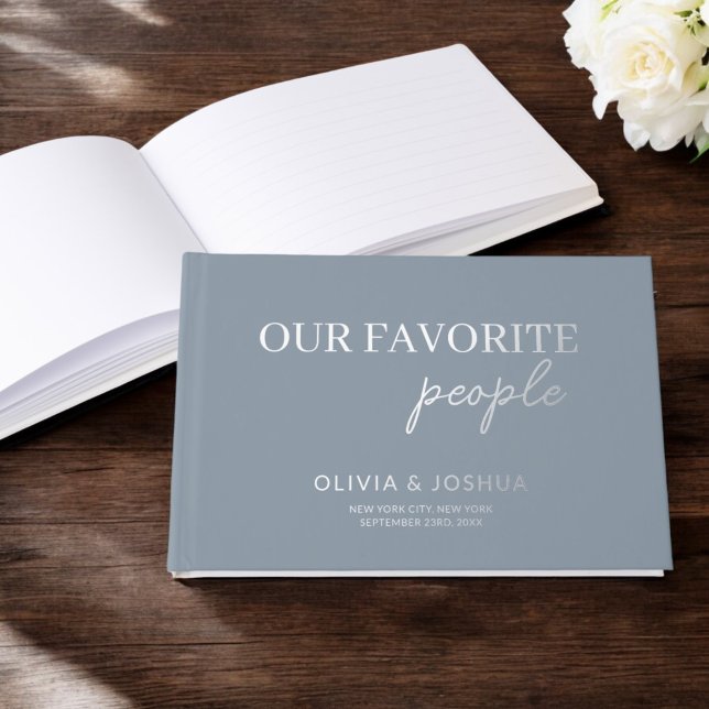 Our Favourite People Dusty Blue Silver Wedding Guest Book (Creator Uploaded)