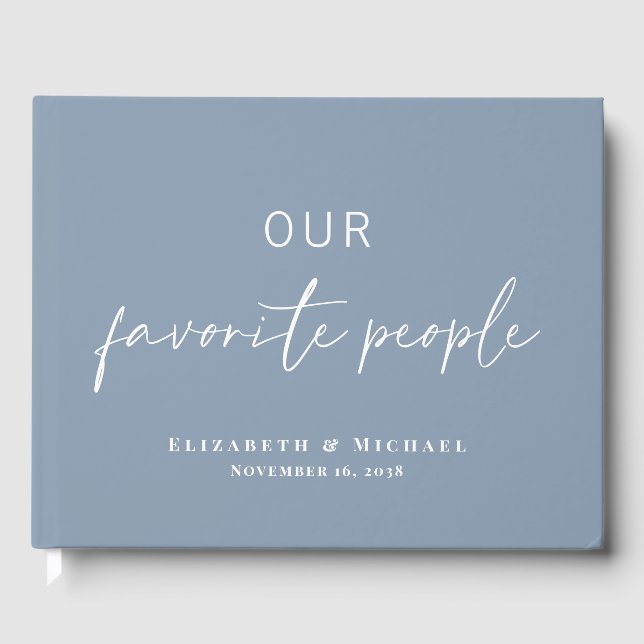 Our Favourite People Dusty Blue Wedding Guest Book (Front)