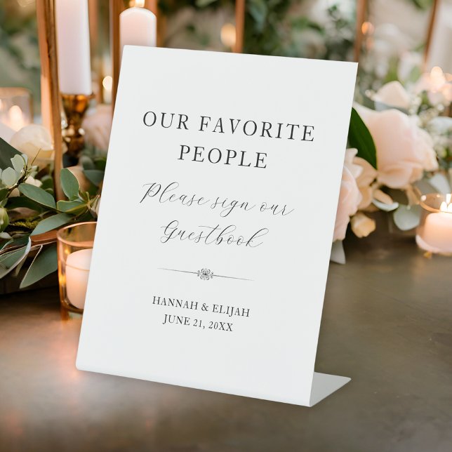 Our Favourite People Elegant Wedding Guestbook Pedestal Sign (Our Favorite People Elegant Wedding Guestbook Pedestal Sign
)