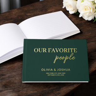 Our Favourite People Emerald Green Gold Wedding Guest Book