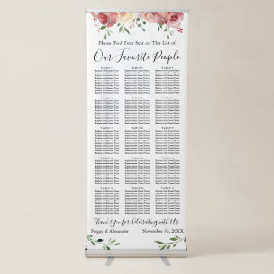 Our Favourite People Floral Seating Chart Retractable Banner