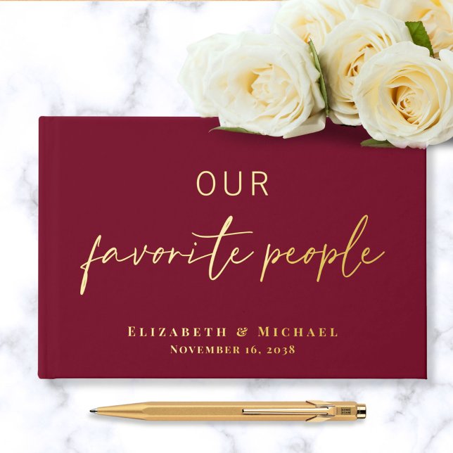 Our Favourite People Photo Burgundy Wedding Guest Book (Creator Uploaded)