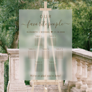 Our Favourite People Wedding 7 Table Seating Acrylic Sign
