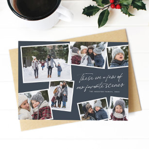 Our favourite scenes Christmas collage navy 2021 Holiday Card
