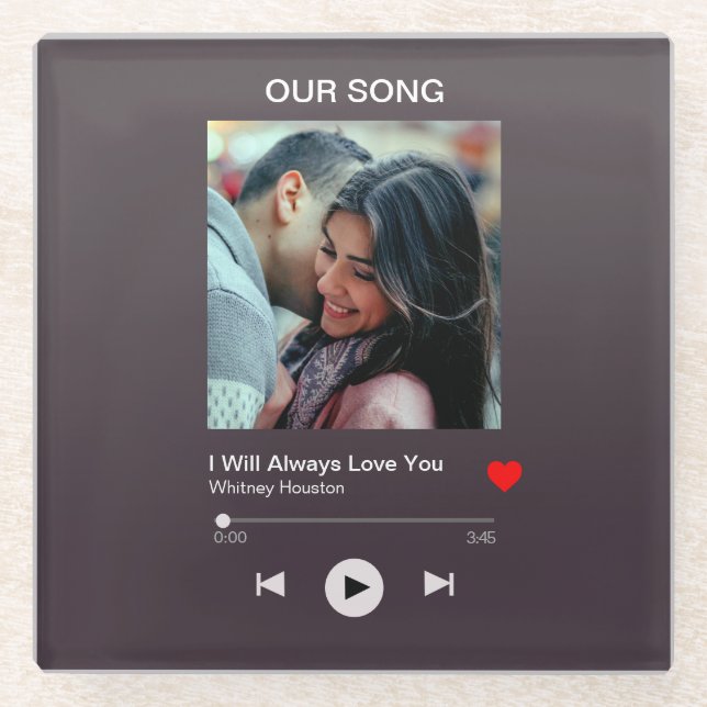 Our favourite Song – Custom Photo  Glass Coaster (Front)