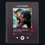 Our favourite Song – Custom Photo  Notebook<br><div class="desc">Celebrate the song that sums up your relationship, the tune that bonds you and your partner, your best friend or your family member with this fun and unique design. Simply upload, display and share your favourite photo on this great product. Text is in white, against a grey gradient background and...</div>