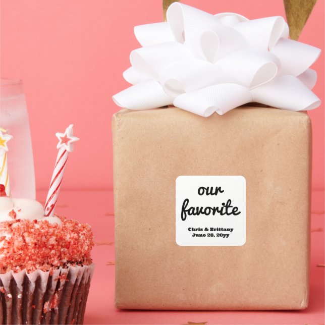 Our favourite wedding reception guest candy treat square sticker (Party)