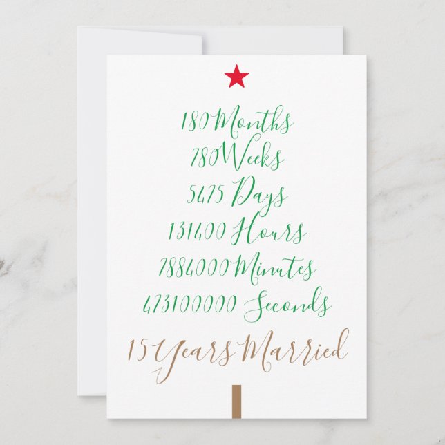 Our Fifteenth Christmas 15th Years Married xmas Holiday Card (Front)