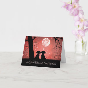 Our First 1st Valentines Day Together Cute Pups  Card