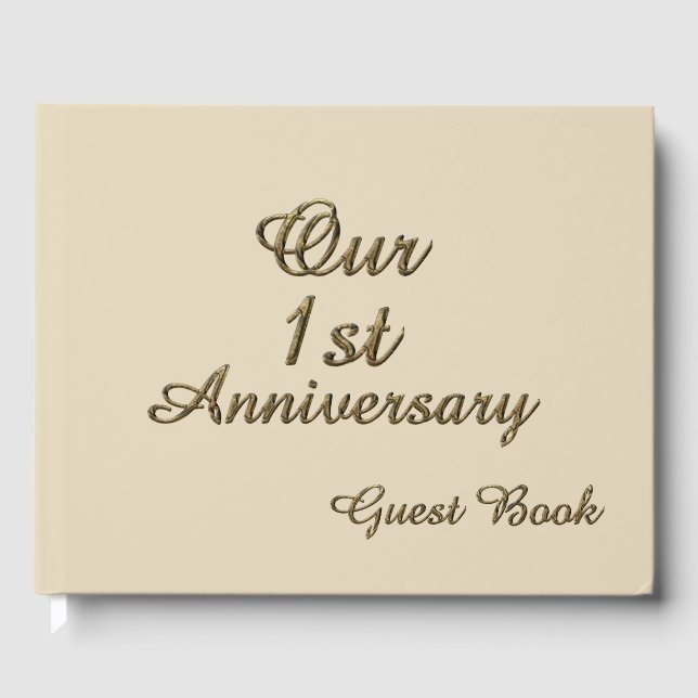 Our First Anniversary Guest Book Gold Typography (Front)