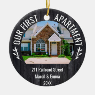 Our First Apartment 2021 Custom Name & 2 Photo Ceramic Tree Decoration