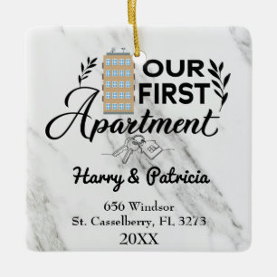Our First Apartment 2021 Custom Names & Address Ceramic Ornament